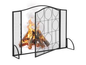 Best Choice Products Single-Panel Living Room Heavy-Duty Steel Mesh Fireplace Screen Decor w/ Locking Door - Black Best Choice Products Single-Panel Living Room Heavy-Duty Steel Mesh Fireplace Screen Decor w/ Locking Door - Black