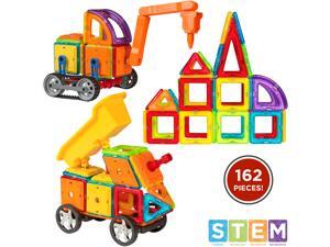 Best Choice Products 162-Piece Kids Educational STEM Magnetic Building Block Tiles Toy Set w/ Excavator Dump Truck Best Choice Products 162-Piece Kids Educational STEM Magnetic Building Block Tiles Toy Set w/ Excavator Dump Truck