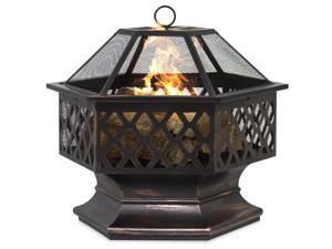 Best Choice Products 24in Hex-Shaped Steel Fire Pit for Garden, Backyard, Poolside w/ Flame-Retardant Lid - Black Best Choice Products 24in Hex-Shaped Steel Fire Pit for Garden, Backyard, Poolside w/ Flame-Retardant Lid - Black