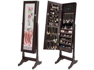Best Choice Products Mirrored Cabinet Jewelry Armoire w/ 6 Shelves, Stand Rings, Necklaces Hooks, Bracelet Rod - Brown Best Choice Products Mirrored Cabinet Jewelry Armoire w/ 6 Shelves, Stand Rings, Necklaces Hooks, Bracelet Rod - Brown