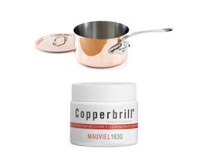 Mauviel Copper Stainless Steel Saucepan w/ Copperbrill Cleaner Mauviel Copper Stainless Steel Saucepan w/ Copperbrill Cleaner