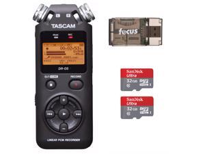 Tascam DR-05 Portable Digital Recorder w/ 2 SanDisk 32GB Card & Card Reader Tascam DR-05 Portable Digital Recorder w/ 2 SanDisk 32GB Card & Card Reader