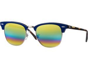 Ray-Ban RB3016 Clubmaster 51mm Sunglass (Mineral Flash Lens/Blue Bronze Frame Ray-Ban RB3016 Clubmaster 51mm Sunglass (Mineral Flash Lens/Blue Bronze Frame