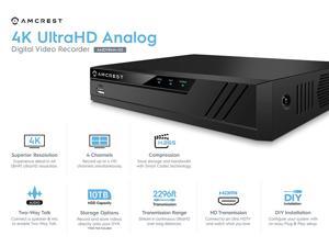 Amcrest 4K UltraHD 4 Channel DVR Security Camera System Recorder, 8MP Security DVR for Analog Security Cameras & Amcrest IP Cameras, Remote Smartphone Access, HDD & Cameras NOT Included (AMDV8M4-H5) Amcrest 4K UltraHD 4 Channel DVR Security Camera System Recorder, 8MP Security DVR for Analog Security Cameras & Amcrest IP Cameras, Remote Smartphone Access, HDD & Cameras NOT Included (AMDV8M4-H5)