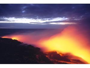 Hawaii Big Island Hawaii Volcanoes National Park Glowing Lava Flow Into Ocean At Twilight Dramatic Dark Sky C1625 Poster Print (19 x 12) Hawaii Big Island Hawaii Volcanoes National Park Glowing Lava Flow Into Ocean At Twilight Dramatic Dark Sky C1625 Poster Print (19 x 12)