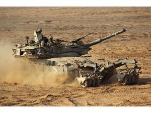 An Israel Defense Force Merkava Mark II battle tank with mine clearing device Poster Print by Ofer ZidonStocktrek Images (17 x 11) An Israel Defense Force Merkava Mark II battle tank with mine clearing device Poster Print by Ofer ZidonStocktrek Images (17 x 11)