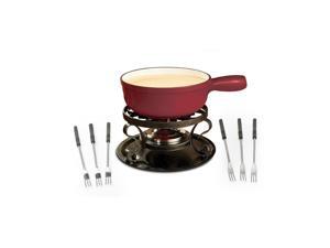 Swissmar KF-66517 Lugano 2-Quart Cast Iron Cheese Fondue Set, 9-Piece, Cherry... Swissmar KF-66517 Lugano 2-Quart Cast Iron Cheese Fondue Set, 9-Piece, Cherry...