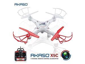 Akaso X5C 4CH 2.4GHz 6-Axis Gyro Headless RC Quadcopter with HD Camera, 360-degree 3D Rolling Mode RC Drone (Bonus MicroSD card & Blades Propellers included) Akaso X5C 4CH 2.4GHz 6-Axis Gyro Headless RC Quadcopter with HD Camera, 360-degree 3D Rolling Mode RC Drone (Bonus MicroSD card & Blades Propellers included)