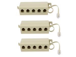 3pcs 5 Way Outlet 6P4C RJ11 Telephone Phone Modular Jack Line Splitter Adapter 3pcs 5 Way Outlet 6P4C RJ11 Telephone Phone Modular Jack Line Splitter Adapter