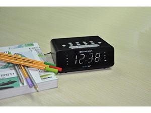 Emerson ER100101 SmartSet Alarm Clock Radio with AM/FM Radio, Dimmer, Sleep Time and .9" White LED Display Emerson ER100101 SmartSet Alarm Clock Radio with AM/FM Radio, Dimmer, Sleep Time and .9" White LED Display