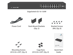 Ubiquiti Networks EdgeSwitch ES-16-150W-US Managed PoE+ Gigabit Switch with SFP, 150W Ubiquiti Networks EdgeSwitch ES-16-150W-US Managed PoE+ Gigabit Switch with SFP, 150W