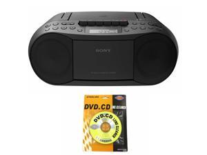 Sony Stereo CD/Cassette Boombox Home Audio Radio, Black (CFDS70BLK) and Cleaner Sony Stereo CD/Cassette Boombox Home Audio Radio, Black (CFDS70BLK) and Cleaner