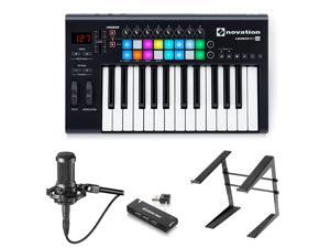 Novation Launchkey 25 Key USB MIDI Keyboard Controller and Audio-Technica Mic Novation Launchkey 25 Key USB MIDI Keyboard Controller and Audio-Technica Mic