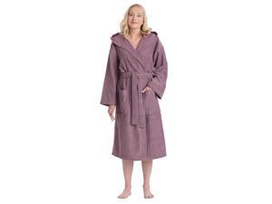 Women's Venus Model Turkish Cotton Hooded Bathrobe, Plum, S/M Women's Venus Model Turkish Cotton Hooded Bathrobe, Plum, S/M