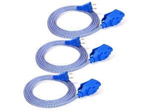 Vision 3 Pack 6 Foot Braided Flat Extension Cord UL Listed Blue - 240058 Vision 3 Pack 6 Foot Braided Flat Extension Cord UL Listed Blue - 240058