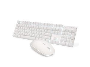 Ajazz A3008 2.4G Wireless Mechanical Keyboard & Mouse Combos White Backlit Blue Switches Keyboard 1600DPI Mouse - White Ajazz A3008 2.4G Wireless Mechanical Keyboard & Mouse Combos White Backlit Blue Switches Keyboard 1600DPI Mouse - White