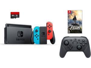 Nintendo Switch 4 items Bundle:Nintendo Switch 32GB Console Neon Red and Blue Joy-con,64GB Micro SD Memory Card and an Extra Nintendo Switch Pro Wireless Controller,The Legend of Zelda Nintendo Switch 4 items Bundle:Nintendo Switch 32GB Console Neon Red and Blue Joy-con,64GB Micro SD Memory Card and an Extra Nintendo Switch Pro Wireless Controller,The Legend of Zelda