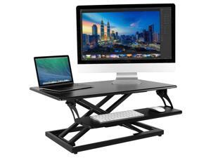 Adjustable Standing Desk Converter with Gas Springs, 31.5” Wide Desktop - Height Changing Desk Converting Tops with Spring-Load for Home, Work - Elevated Computer Workstation Adjustable Standing Desk Converter with Gas Springs, 31.5” Wide Desktop - Height Changing Desk Converting Tops with Spring-Load for Home, Work - Elevated Computer Workstation