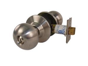 Marks 110DC Satin Stainless Steel Communicating Grade 2 Double Cylinder Heavy Duty Cylindrical Round Knob Lockset With Key On Both Sides And Segal SE1 Keyway Marks 110DC Satin Stainless Steel Communicating Grade 2 Double Cylinder Heavy Duty Cylindrical Round Knob Lockset With Key On Both Sides And Segal SE1 Keyway