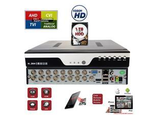 16 channel DVR with 1TB Hard Drive H.264 High-Definition Hybrid TVI AHD CVI Analog Home Office Standalone CCTV Security Digital Video Recorder w/1TB HDD Installed and Pre-Configured 16 channel DVR with 1TB Hard Drive H.264 High-Definition Hybrid TVI AHD CVI Analog Home Office Standalone CCTV Security Digital Video Recorder w/1TB HDD Installed and Pre-Configured