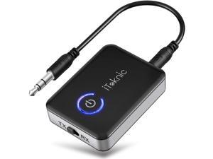 iTeknic Bluetooth 5.0 Receiver Transmitter, 2-in-1 3.5mm Audio Adapter, aptX Low Latency, Pair 2 at Once for TV/Home Sound System iTeknic Bluetooth 5.0 Receiver Transmitter, 2-in-1 3.5mm Audio Adapter, aptX Low Latency, Pair 2 at Once for TV/Home Sound System
