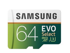 Samsung 64GB 100MB/s (U3) MicroSDXC EVO Select Memory Card with Adapter (MB-ME64GA/AM) Samsung 64GB 100MB/s (U3) MicroSDXC EVO Select Memory Card with Adapter (MB-ME64GA/AM)