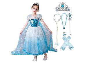 Girls Ice Snow Queen Sequin Princess Upgrade Deluxe Costume Girls Ice Snow Queen Sequin Princess Upgrade Deluxe Costume