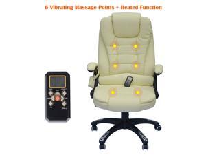 HOMCOM Heated Vibrating Massage Office Chair High Back Leather Executive Beige HOMCOM Heated Vibrating Massage Office Chair High Back Leather Executive Beige