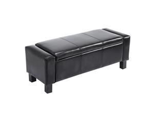 HomCom 833-200BK 42” Deluxe Faux Leather Padded Storage Ottoman Bench Foot Stool Seat Chair with Organizer, Black HomCom 833-200BK 42” Deluxe Faux Leather Padded Storage Ottoman Bench Foot Stool Seat Chair with Organizer, Black