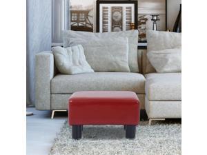 HOMCOM Modern Small Faux Leather Ottoman Footrest Sofa Side Stool Rectangle (Red) HOMCOM Modern Small Faux Leather Ottoman Footrest Sofa Side Stool Rectangle (Red)