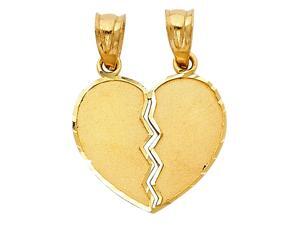 14k Solid Yellow Gold Couple Broken Heart Charm Pendant- engravable 14k Solid Yellow Gold Couple Broken Heart Charm Pendant- engravable