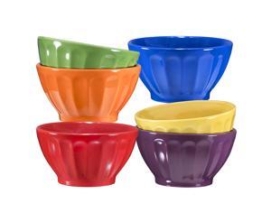 Ceramic Groove Bowls - Cereal, Soup, Ice Cream, 14oz. Set of 6, Assorted Colors By Bruntmor (Multi-Color) Ceramic Groove Bowls - Cereal, Soup, Ice Cream, 14oz. Set of 6, Assorted Colors By Bruntmor (Multi-Color)