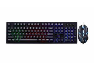 CORN Professional Gaming Keyboard and Mouse Combo Wired Multimedia Mechanical Feeling Multi-color LED Suspension Keys - Black CORN Professional Gaming Keyboard and Mouse Combo Wired Multimedia Mechanical Feeling Multi-color LED Suspension Keys - Black