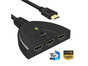 HDMI Switch, CORN 3 Port HDMI Switch 3x1 Switch Splitter with Pigtail Cable Supports Full HD 1080P Player HDMI Switch, CORN 3 Port HDMI Switch 3x1 Switch Splitter with Pigtail Cable Supports Full HD 1080P Player