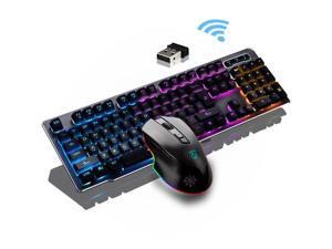 Delog MK500 29 Non-conflicting Keys Mechanical Feeling, Ergonomic Design, Cool Exterior Wireless USB Charging Breathing Backlit LED Keyboard And 2400DPI Mouse Combo For Office And Game - Black Delog MK500 29 Non-conflicting Keys Mechanical Feeling, Ergonomic Design, Cool Exterior Wireless USB Charging Breathing Backlit LED Keyboard And 2400DPI Mouse Combo For Office And Game - Black
