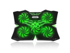 CORN 5 Fans Gaming Laptop Cooling Pad for 12"-17" Laptops with LED Lights, Dual USB 2.0 Ports, Adjustable Height at 1400 RPM, Green - Fan and Light can be Adjusted Independently CORN 5 Fans Gaming Laptop Cooling Pad for 12"-17" Laptops with LED Lights, Dual USB 2.0 Ports, Adjustable Height at 1400 RPM, Green - Fan and Light can be Adjusted Independently