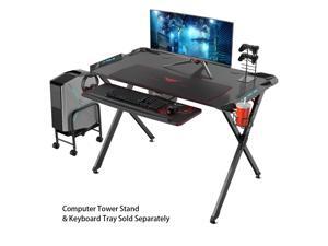Eureka Ergonomic X1-S Gaming Computer Desk PC Table Gaming Desks with LED Lights Large Carbon Fiber Surface Cup Holder & Headphone Hook-Black Eureka Ergonomic X1-S Gaming Computer Desk PC Table Gaming Desks with LED Lights Large Carbon Fiber Surface Cup Holder & Headphone Hook-Black