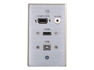 C2G 39707 HDMI, VGA, 3.5mm Audio and USB Pass Through Single Gang Wall Plate, Aluminum C2G 39707 HDMI, VGA, 3.5mm Audio and USB Pass Through Single Gang Wall Plate, Aluminum