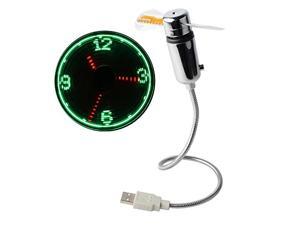 Portable Flexible USB LED Clock Fans Cooler with Real Time Display Function for Desktop Computers and Laptops for home and office for gift Green Light Silver 90mm (USB Clock Fan),Great gadget gifts Portable Flexible USB LED Clock Fans Cooler with Real Time Display Function for Desktop Computers and Laptops for home and office for gift Green Light Silver 90mm (USB Clock Fan),Great gadget gifts