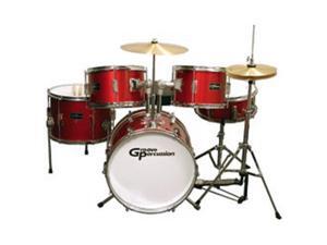 Groove Percussion JR200 5 Piece Children's Drum Set with Hardware and Cymbals, Red Groove Percussion JR200 5 Piece Children's Drum Set with Hardware and Cymbals, Red