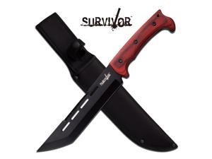 FIXED-BLADE SURVIVAL KNIFE | Wood Black Tanto Blade Full Tang Tactical Combat FIXED-BLADE SURVIVAL KNIFE | Wood Black Tanto Blade Full Tang Tactical Combat