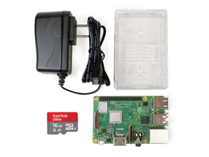 Raspberry Pi 3 B+ Starter Kit - Includes Raspberry Pi 3 B+, Clear Case w/Internal Camera Mount, 5.1v 2.5A MicroUSB PSU, and Official SanDisk 16GB Class 10 MicroSD Card Preloaded w/NOOBS Raspberry Pi 3 B+ Starter Kit - Includes Raspberry Pi 3 B+, Clear Case w/Internal Camera Mount, 5.1v 2.5A MicroUSB PSU, and Official SanDisk 16GB Class 10 MicroSD Card Preloaded w/NOOBS