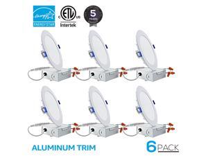 12W 6" Ultra-thin Recessed Ceiling Light with Junction Box, Dimmable Can-killer Airtight Downlight, 850lm 100W Equivalent ETL-listed and Energy Star Certified, 3000K Warm White, Pack of 6 12W 6" Ultra-thin Recessed Ceiling Light with Junction Box, Dimmable Can-killer Airtight Downlight, 850lm 100W Equivalent ETL-listed and Energy Star Certified, 3000K Warm White, Pack of 6