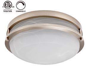 12.5Inch Dimmable LED Flush Mount Ceiling Light, Alabaster Glass Cover, ETL-Listed, 1200lm, 3000K Warm White, Satin Nickel Finish for Living Room/Corridor/Hallway/Kitchen/Stairways 12.5Inch Dimmable LED Flush Mount Ceiling Light, Alabaster Glass Cover, ETL-Listed, 1200lm, 3000K Warm White, Satin Nickel Finish for Living Room/Corridor/Hallway/Kitchen/Stairways