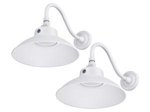 LEONLITE 2 Pack 42W LED Gooseneck Barn Light, Photocell Included, Swivel Head Outdoor Light Fixture, 5000K Daylight, White LEONLITE 2 Pack 42W LED Gooseneck Barn Light, Photocell Included, Swivel Head Outdoor Light Fixture, 5000K Daylight, White