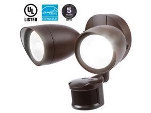 LEONLITE 20W Dual-Head Motion-Activated LED Outdoor Security Light, 4 Modes Area Lighting, 20W (120W Equiv.), 1400lm, 5000K Daylight, Bronze LEONLITE 20W Dual-Head Motion-Activated LED Outdoor Security Light, 4 Modes Area Lighting, 20W (120W Equiv.), 1400lm, 5000K Daylight, Bronze