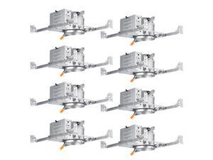 TORCHSTAR 8 Pack 4-Inch Shallow New Construction LED Recessed Housing with TP24 Connector, IC rated & Air Tight Ceiling Downlight Can with Junction Box, ETL Listed TORCHSTAR 8 Pack 4-Inch Shallow New Construction LED Recessed Housing with TP24 Connector, IC rated & Air Tight Ceiling Downlight Can with Junction Box, ETL Listed