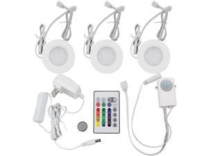 TorchStar LED Set of 3 RGB+Warm White LED Under Cabinet Lighting Kit - 2Watt LED Puck Lights with IR Remote TorchStar LED Set of 3 RGB+Warm White LED Under Cabinet Lighting Kit - 2Watt LED Puck Lights with IR Remote