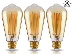 TORCHSTAR LED ST19 Vintage Filament Light Bulb, ST64 S21 Antique Edison Bulb, 4W (40W Equivalent), 2200K Soft White, 400Lm, E26 Medium Base, UL-Listed, 2 YEARS WARRANTY, Pack of 3 TORCHSTAR LED ST19 Vintage Filament Light Bulb, ST64 S21 Antique Edison Bulb, 4W (40W Equivalent), 2200K Soft White, 400Lm, E26 Medium Base, UL-Listed, 2 YEARS WARRANTY, Pack of 3
