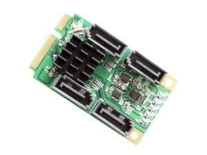 Mini PCI-Express 2.0, 4-Port SATA 6G, non-RAID, Marvel 88SE9215 Chipset, with 4x SATA Cables Mini PCI-Express 2.0, 4-Port SATA 6G, non-RAID, Marvel 88SE9215 Chipset, with 4x SATA Cables